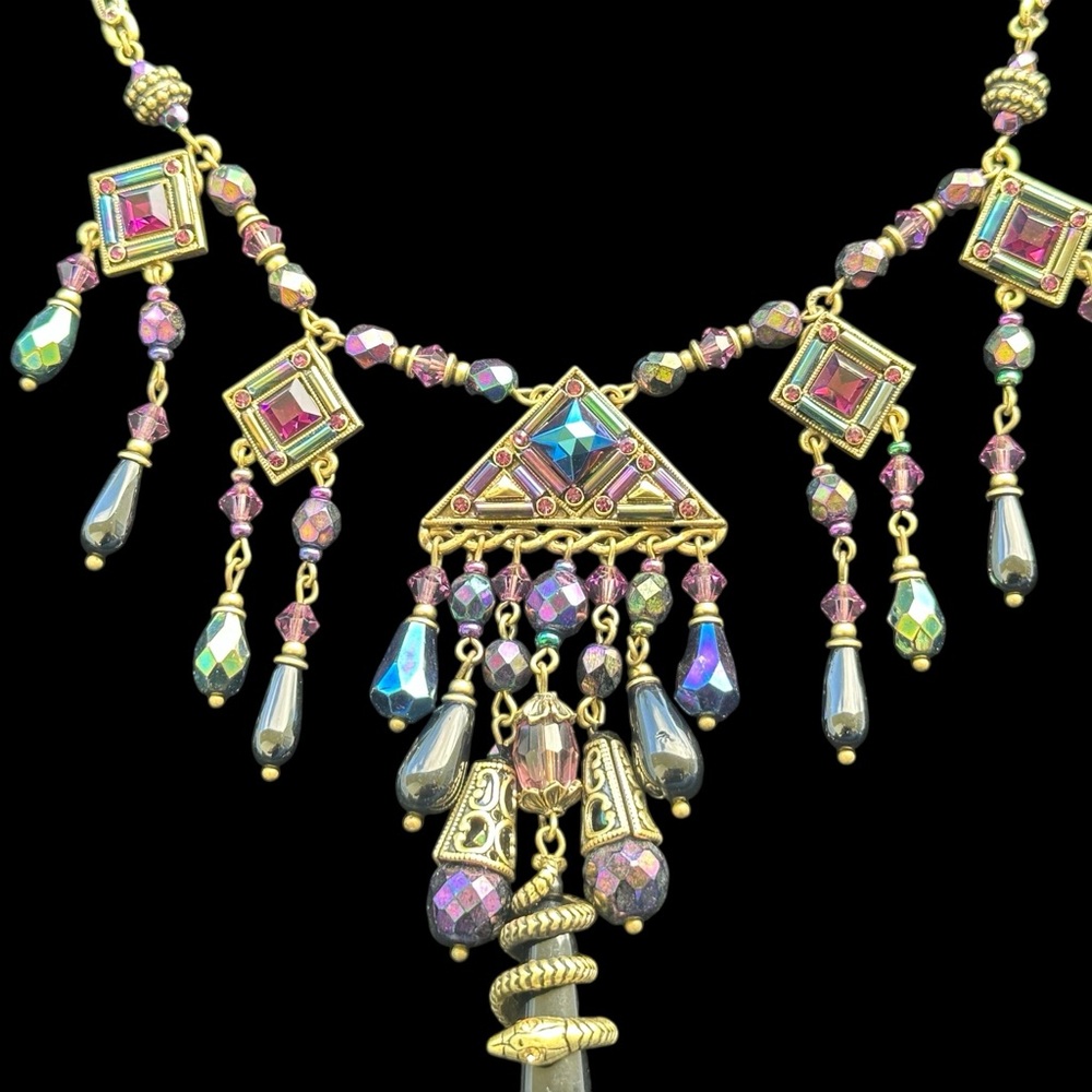 Sweet Romance Vintage Iridescent Pyramid Mosaic
Egyptian-Style Statement Necklac